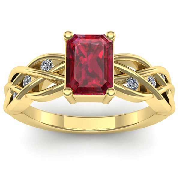 Inel logodna cu rubin dreptunghiular