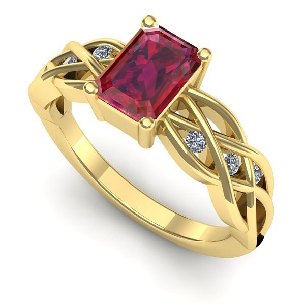 Inel din aur galben cu rubin