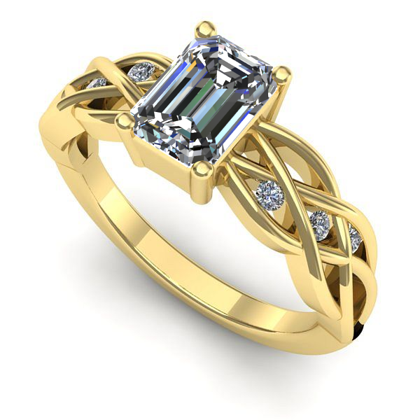 Inel de logodna din aur galben cu safir alb