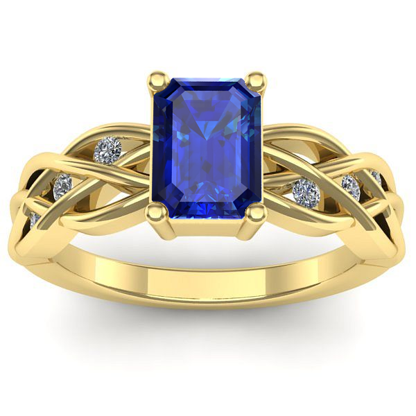 Inel logodna cu safir dreptunghiular