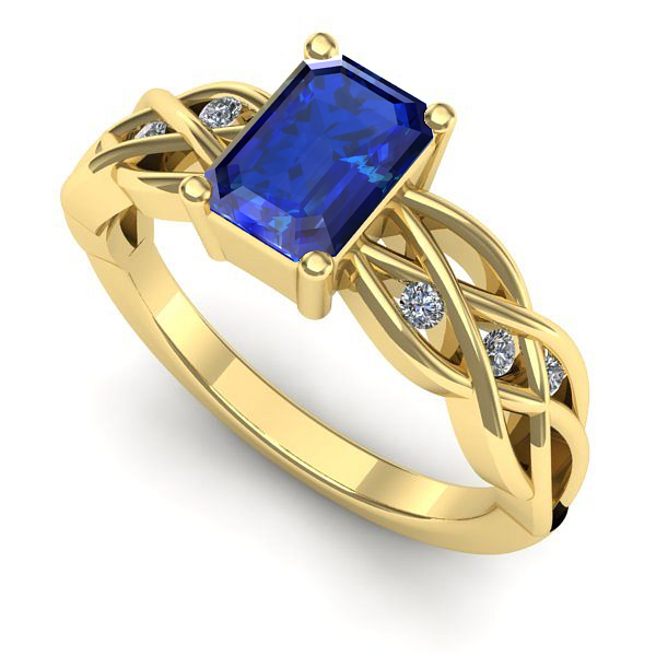 Inel de logodna din aur galben cu safir