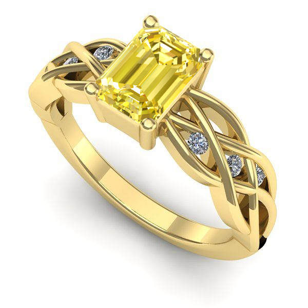 Inel logodna din aur galben cu safir galben