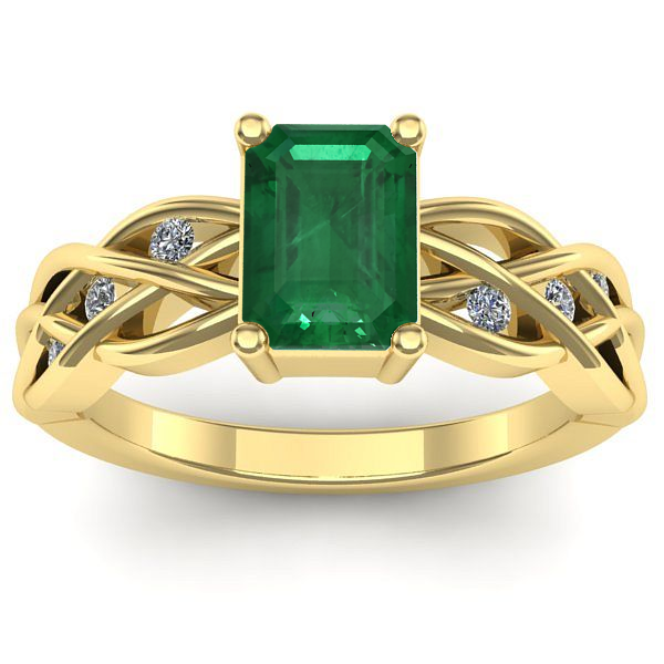 Inel de logodna cu smarald dreptunghiular