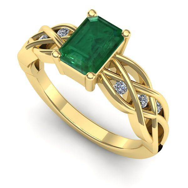 Inel din aur galben cu smarald