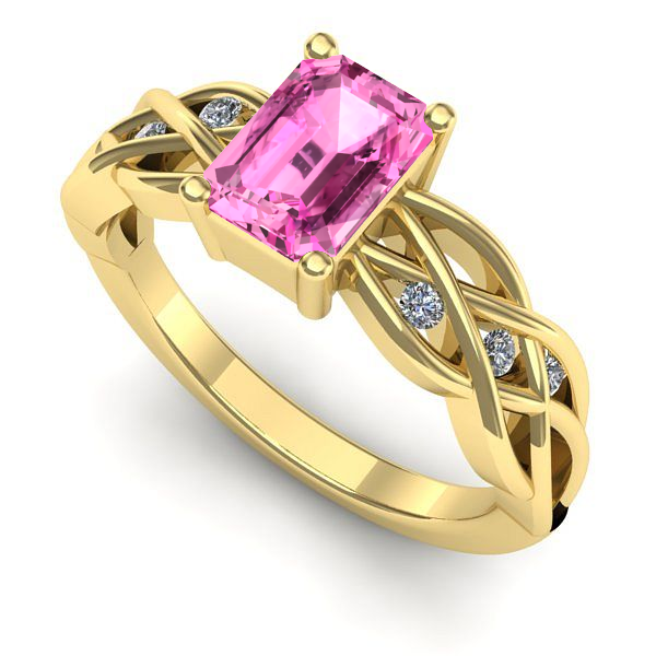 Inel din aur galben cu safir roz