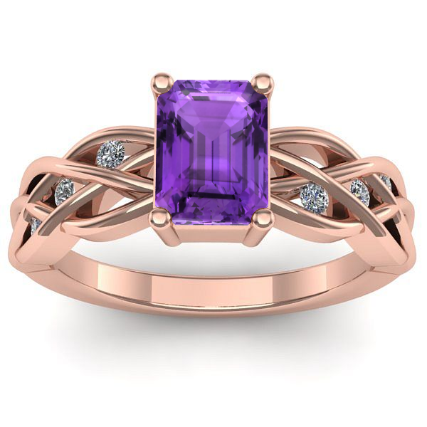Inel logodna cu ametist dreptunghiular