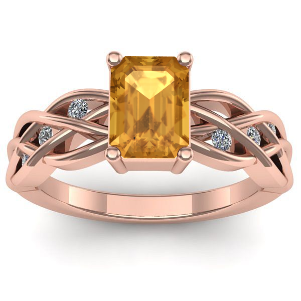 Inel cu citrin dreptunghiular