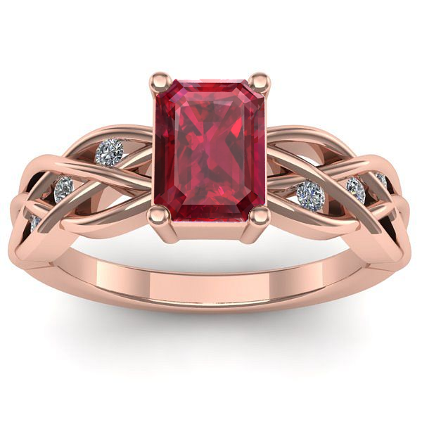 Inel cu rubin dreptunghiular