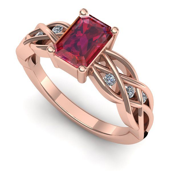 Inel din aur roz cu rubin