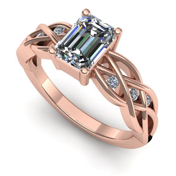 Inel logodna din aur roz cu diamant de laborator