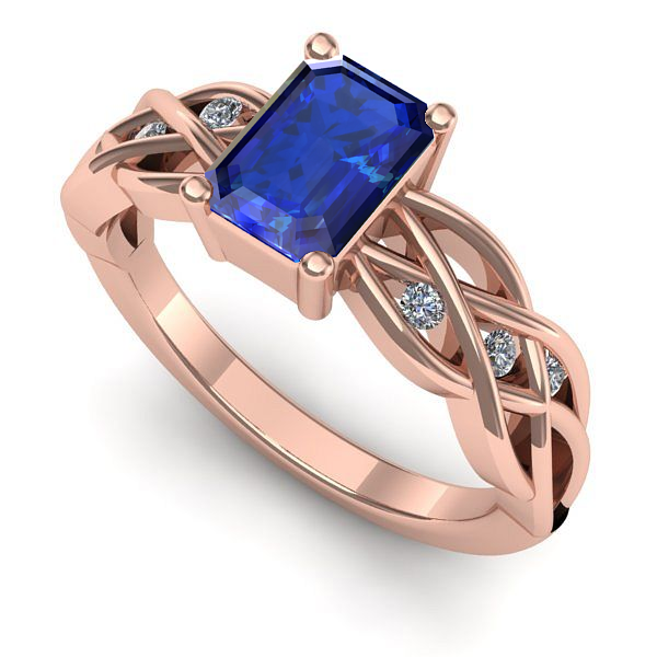 Inel din aur roz cu safir