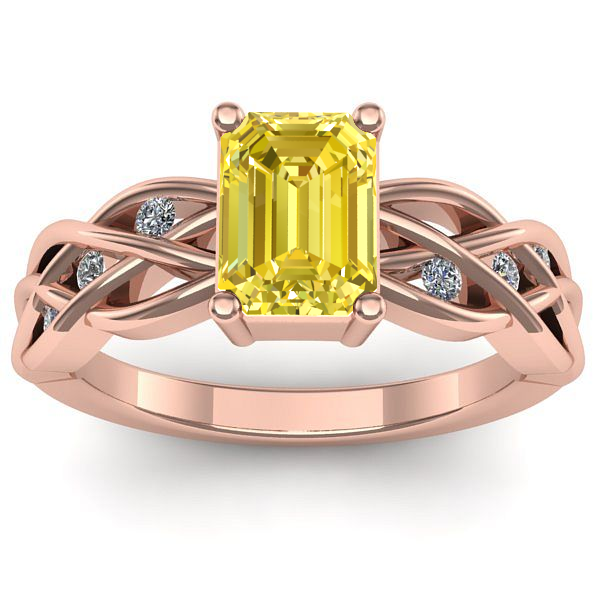 Inel de logodna cu safir galben dreptunghiular