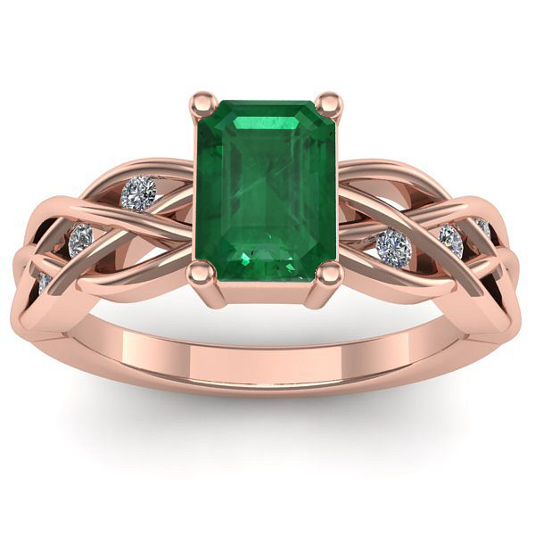 Inel logodna cu smarald dreptunghiular