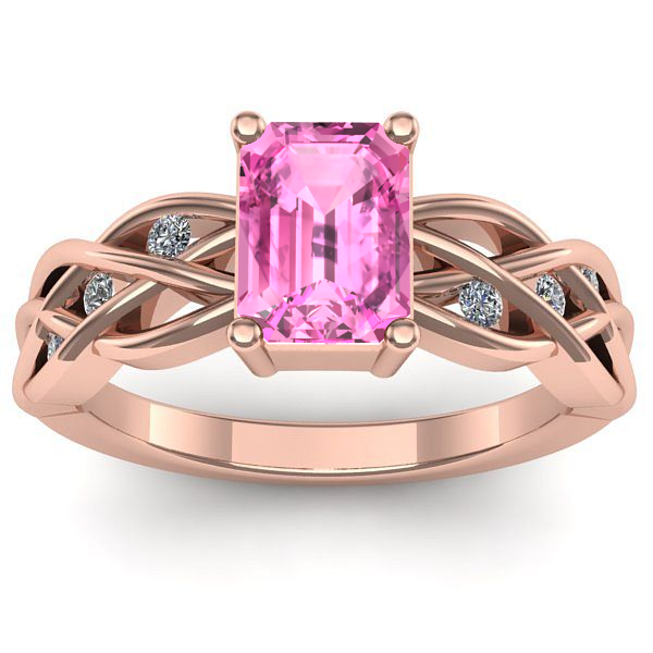Inel de logodna cu safir roz dreptunghiular