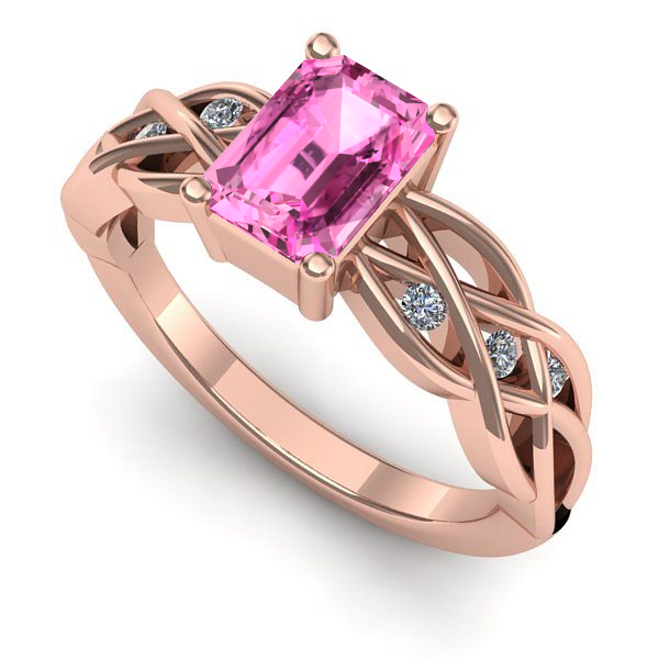 Inel din aur roz cu safir roz