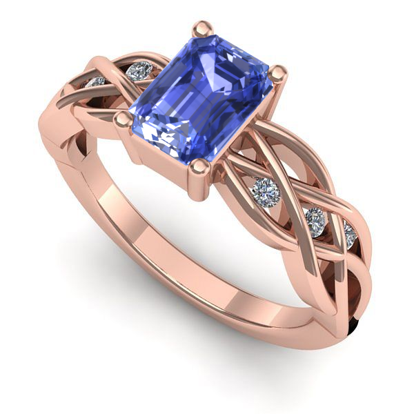 Inel de logodna din aur roz cu tanzanit