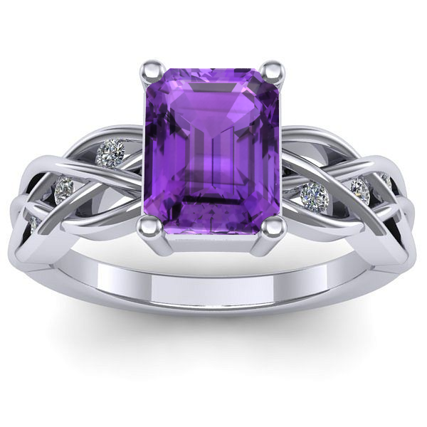 Inel de logodna cu ametist dreptunghiular