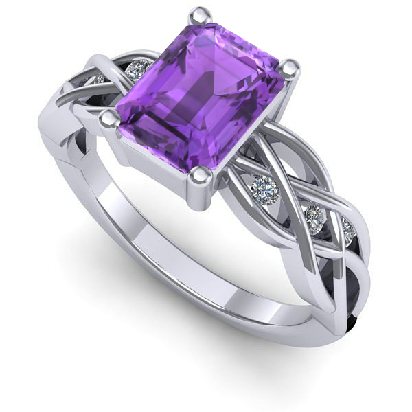 Inel logodna din aur alb cu ametist