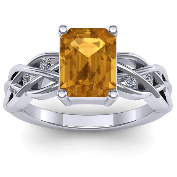 Inel de logodna cu citrin dreptunghiular