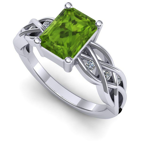 Inel din aur alb cu peridot