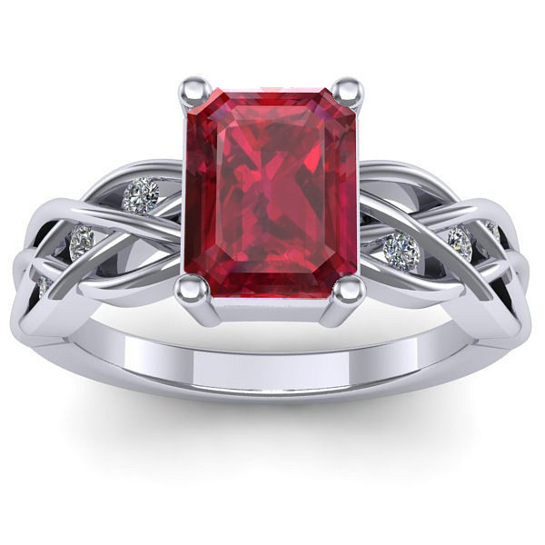 Inel de logodna cu rubin dreptunghiular
