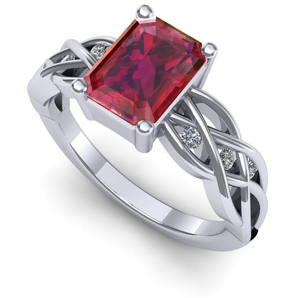 Inel din aur alb cu rubin