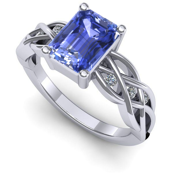 Inel logodna din aur alb cu tanzanit