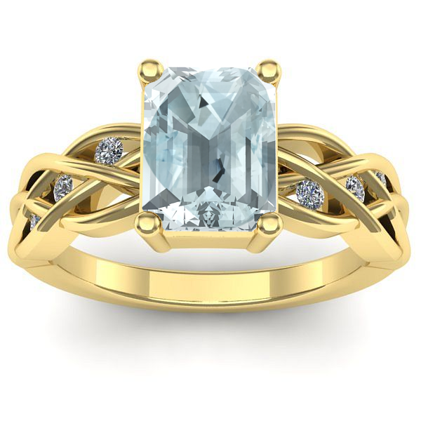 Inel logodna cu aquamarin dreptunghiular