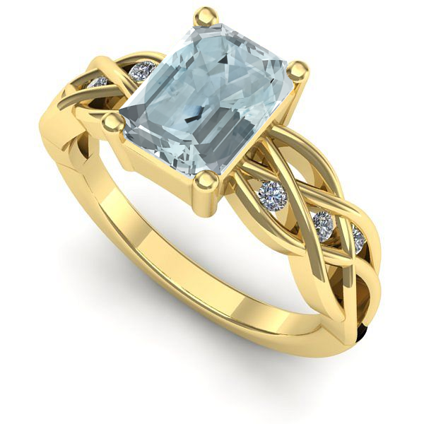 Inel din aur galben cu aquamarin