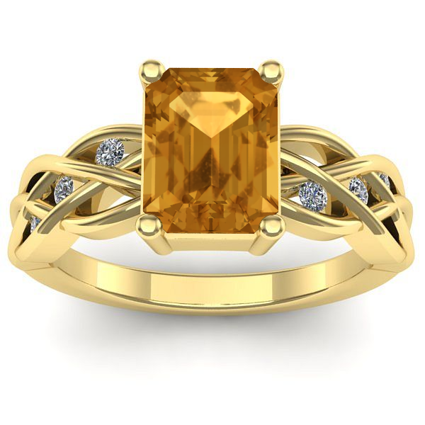 Inel cu citrin dreptunghiular