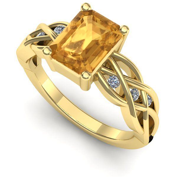 Inel din aur galben cu citrin