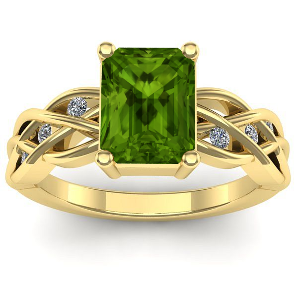 Inel de logodna cu peridot dreptunghiular