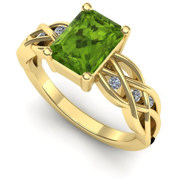 Inel de logodna din aur galben cu peridot