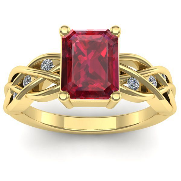 Inel de logodna cu rubin dreptunghiular