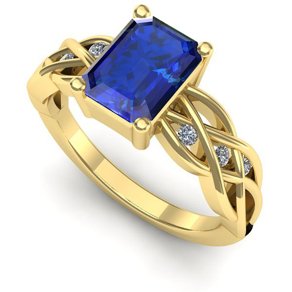 Inel de logodna din aur galben cu safir