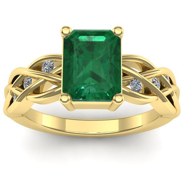 Inel de logodna cu smarald dreptunghiular