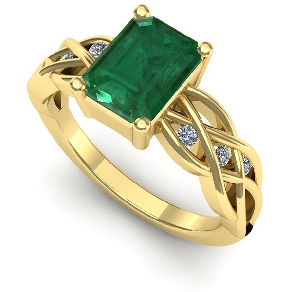 Inel din aur galben cu smarald