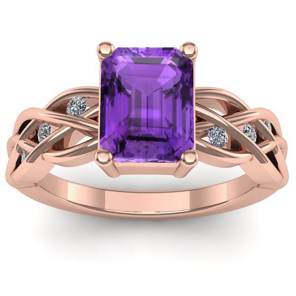 Inel de logodna cu ametist dreptunghiular