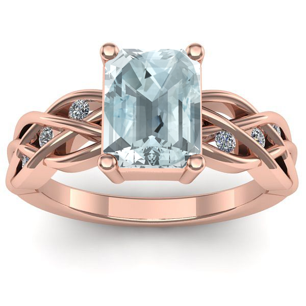 Inel de logodna cu aquamarin dreptunghiular