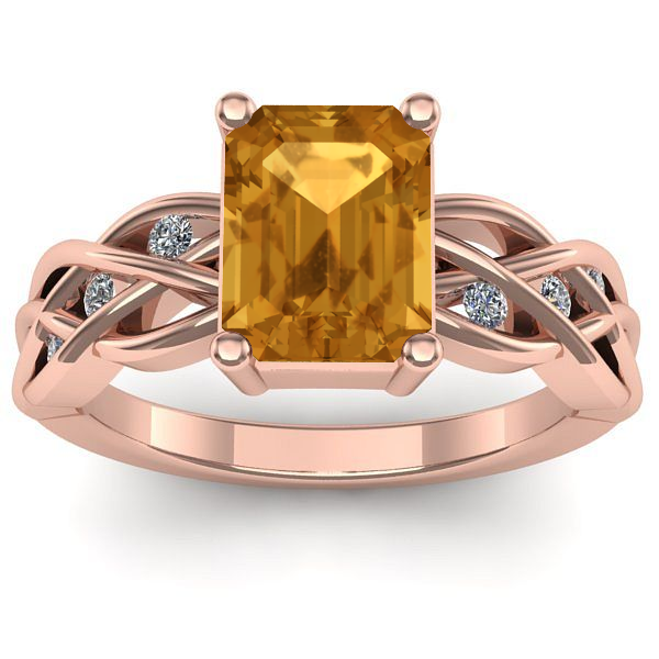 Inel logodna cu citrin dreptunghiular
