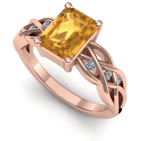 Inel logodna din aur roz cu citrin