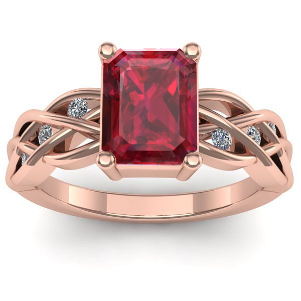 Inel de logodna cu rubin dreptunghiular