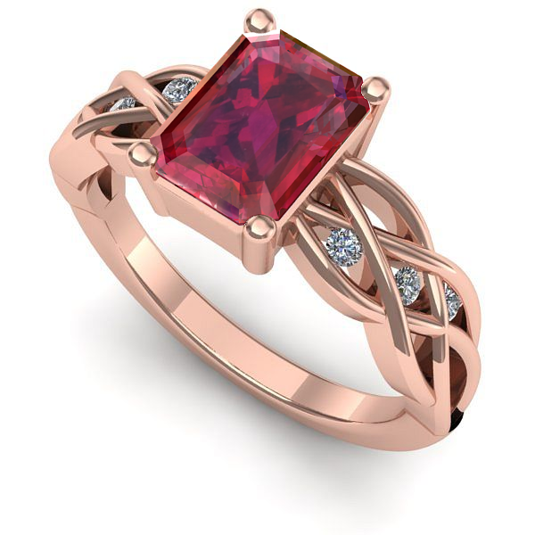 Inel de logodna din aur roz cu rubin