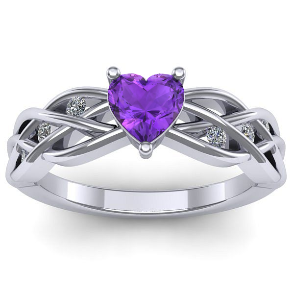 Inel de logodna cu ametist inima