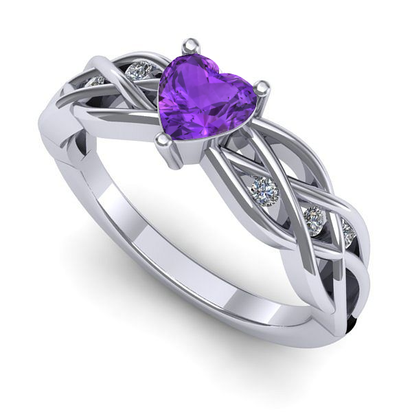 Inel din aur alb cu ametist