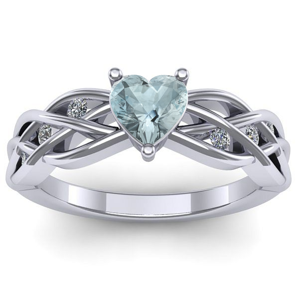 Inel cu aquamarin inima