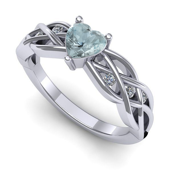 Inel de logodna din aur alb cu aquamarin