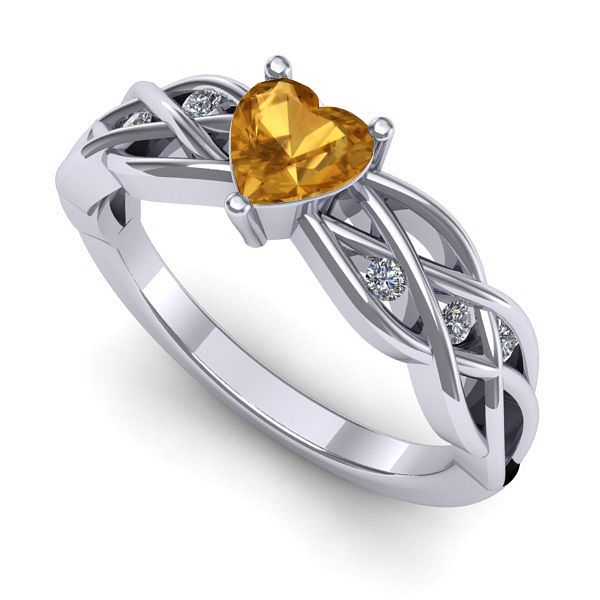 Inel din aur alb cu citrin