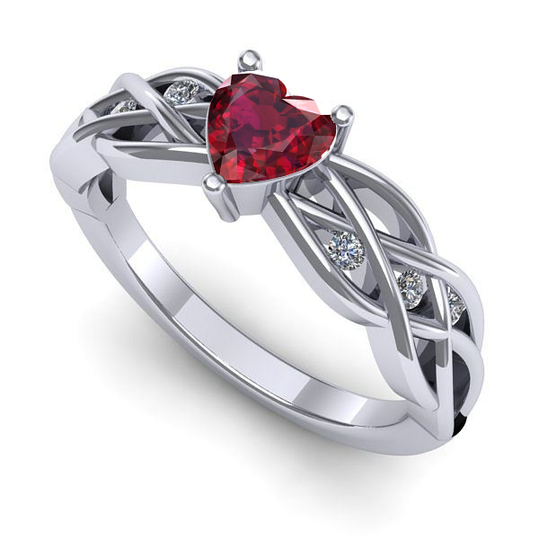 Inel logodna din aur alb cu rubin