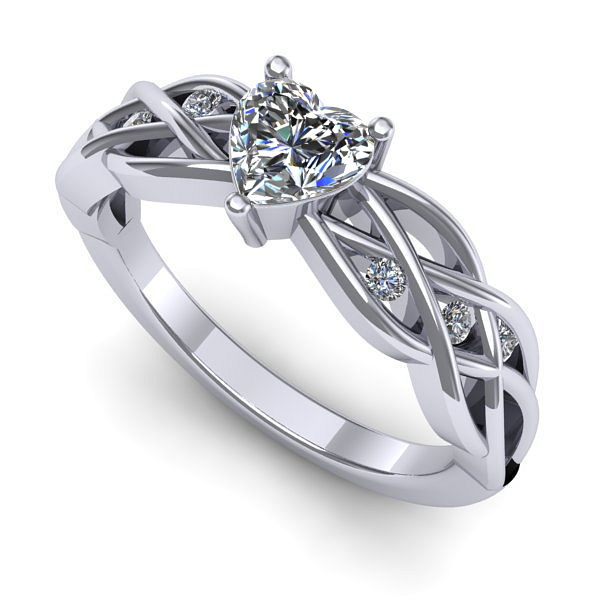 Inel de logodna din aur alb cu safir alb